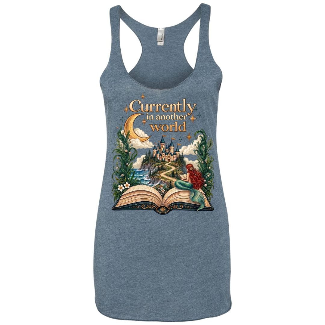 Mountains & Mermaids In Another World Racerback Tank Small / Heather White