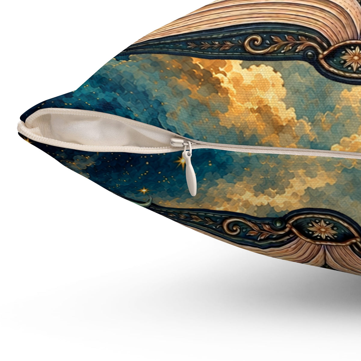 Mountains & Mermaids In Another World Throw Pillow