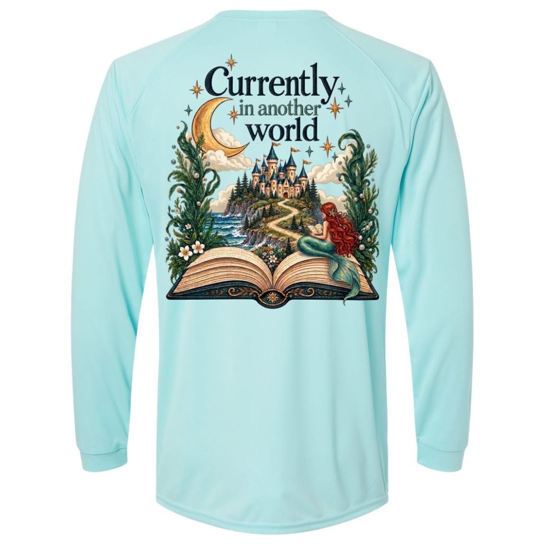 Mountains & Mermaids In Another World Unisex SPF Sun Shirt Small / Aqua