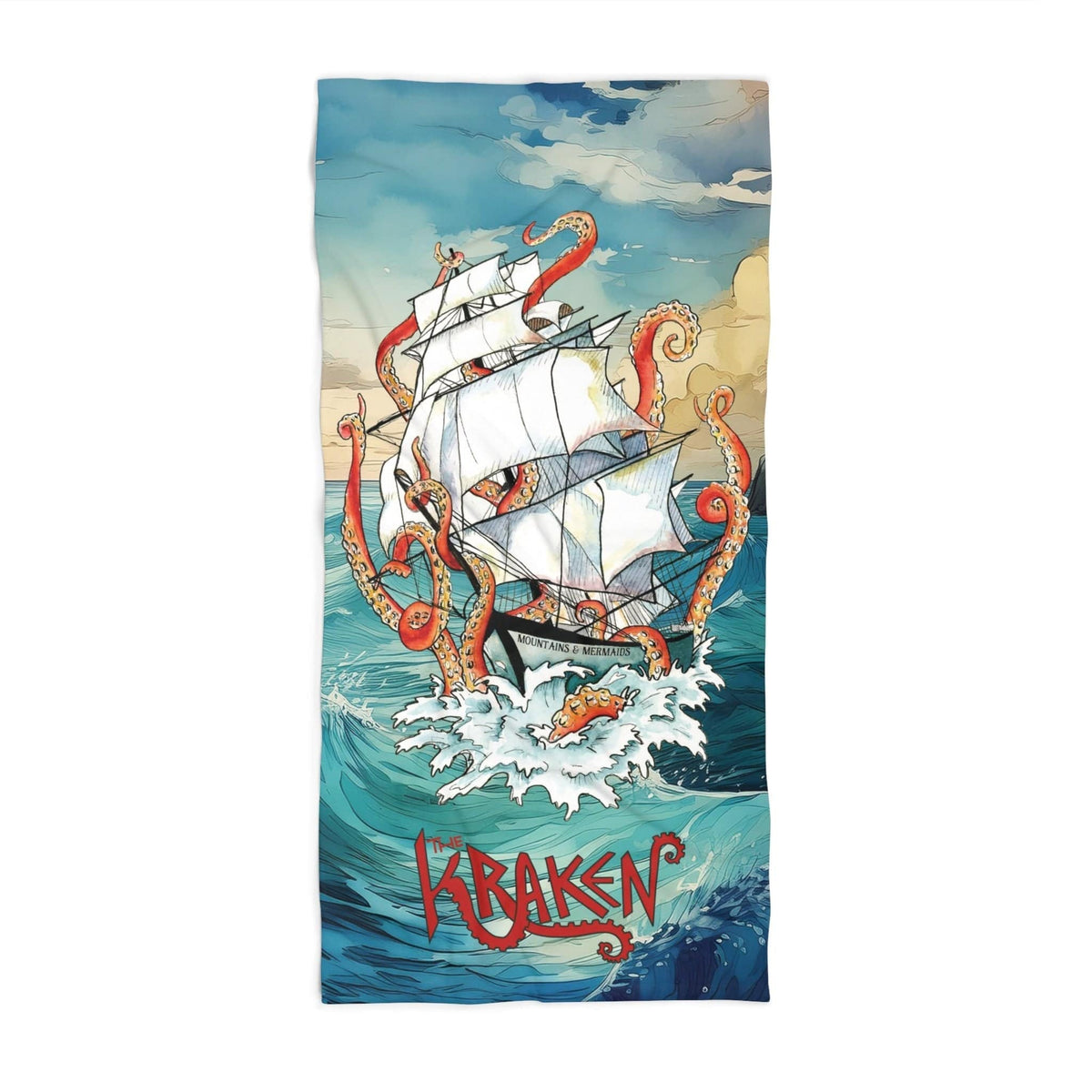Mountains & Mermaids Kraken Beach Towel 36" × 72" 31231132149557862515
