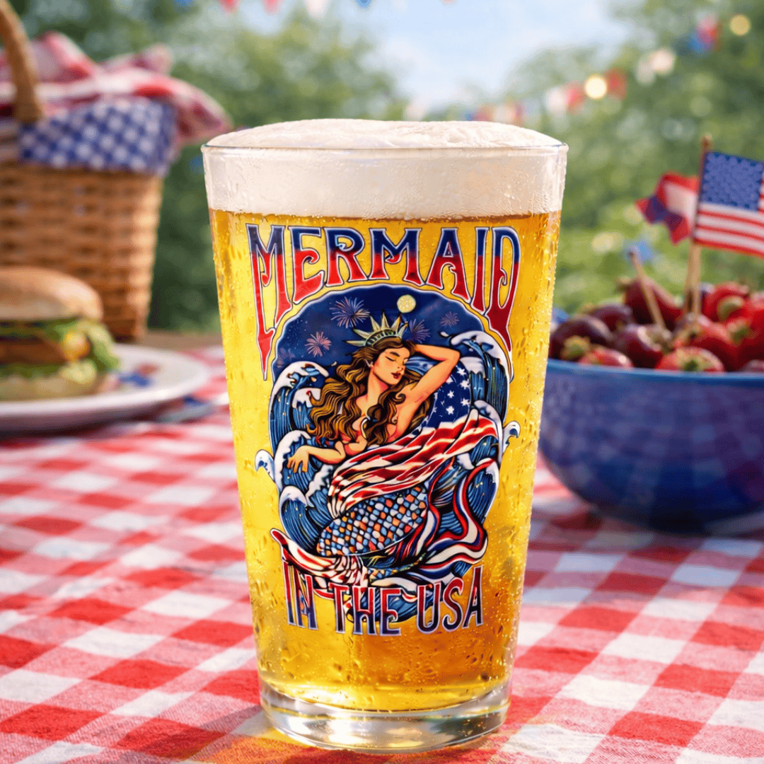 Mountains &amp; Mermaids Lady Liberty 16oz Pint Glass 16oz 21592282050234149216