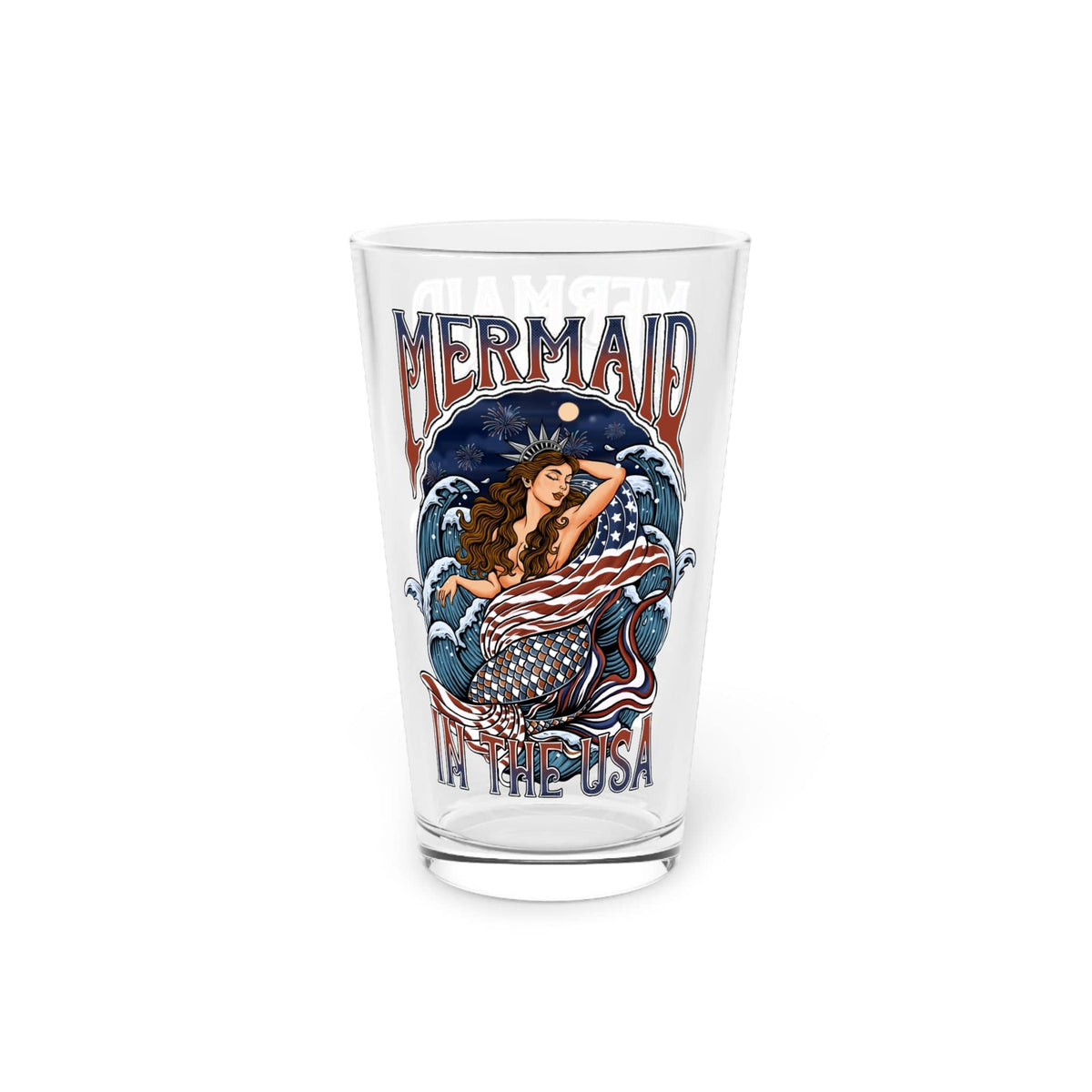Mountains &amp; Mermaids Lady Liberty 16oz Pint Glass 16oz 21592282050234149216