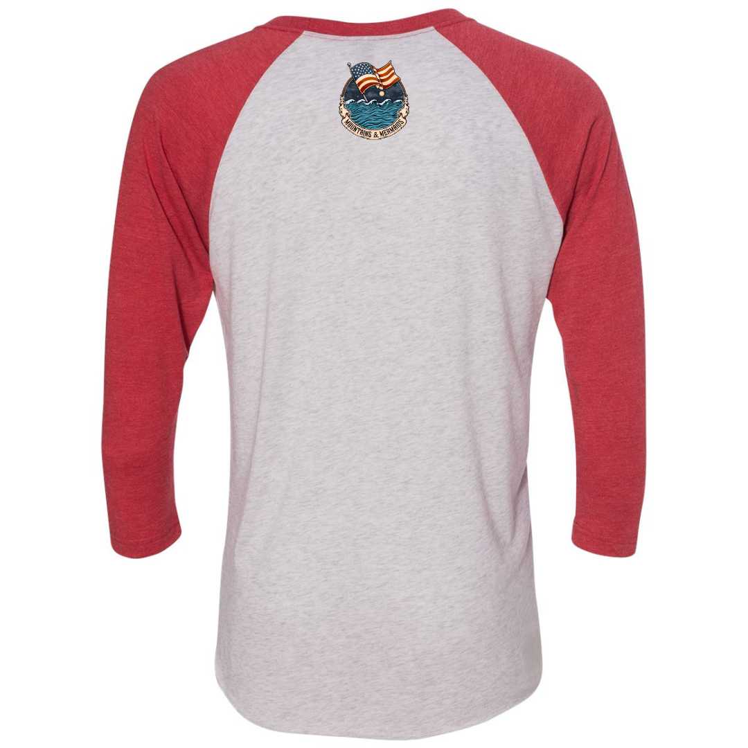 Mountains & Mermaids Lady Liberty Baseball T-Shirt (Vintage Red) Small