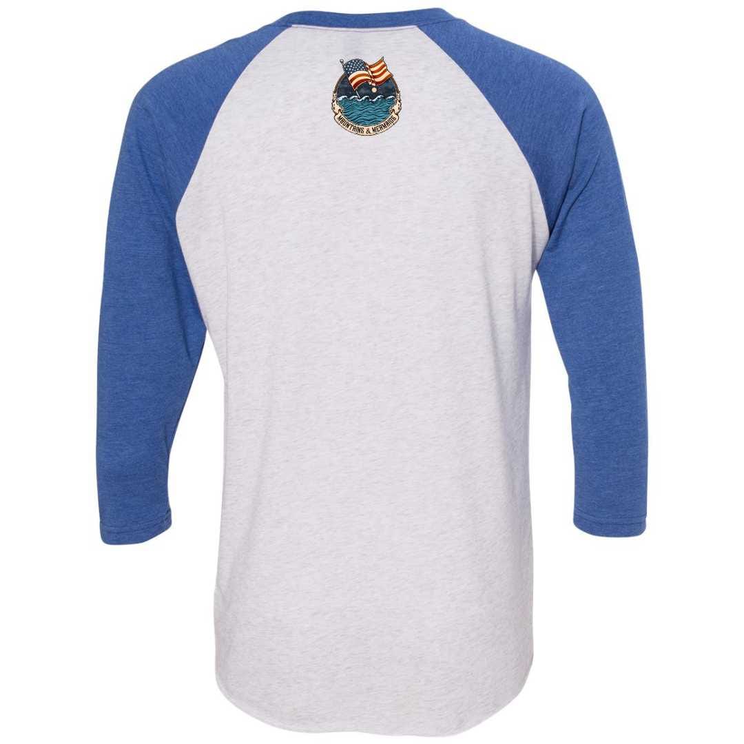 Mountains & Mermaids Lady Liberty Baseball T-Shirt (Vintage Royal)