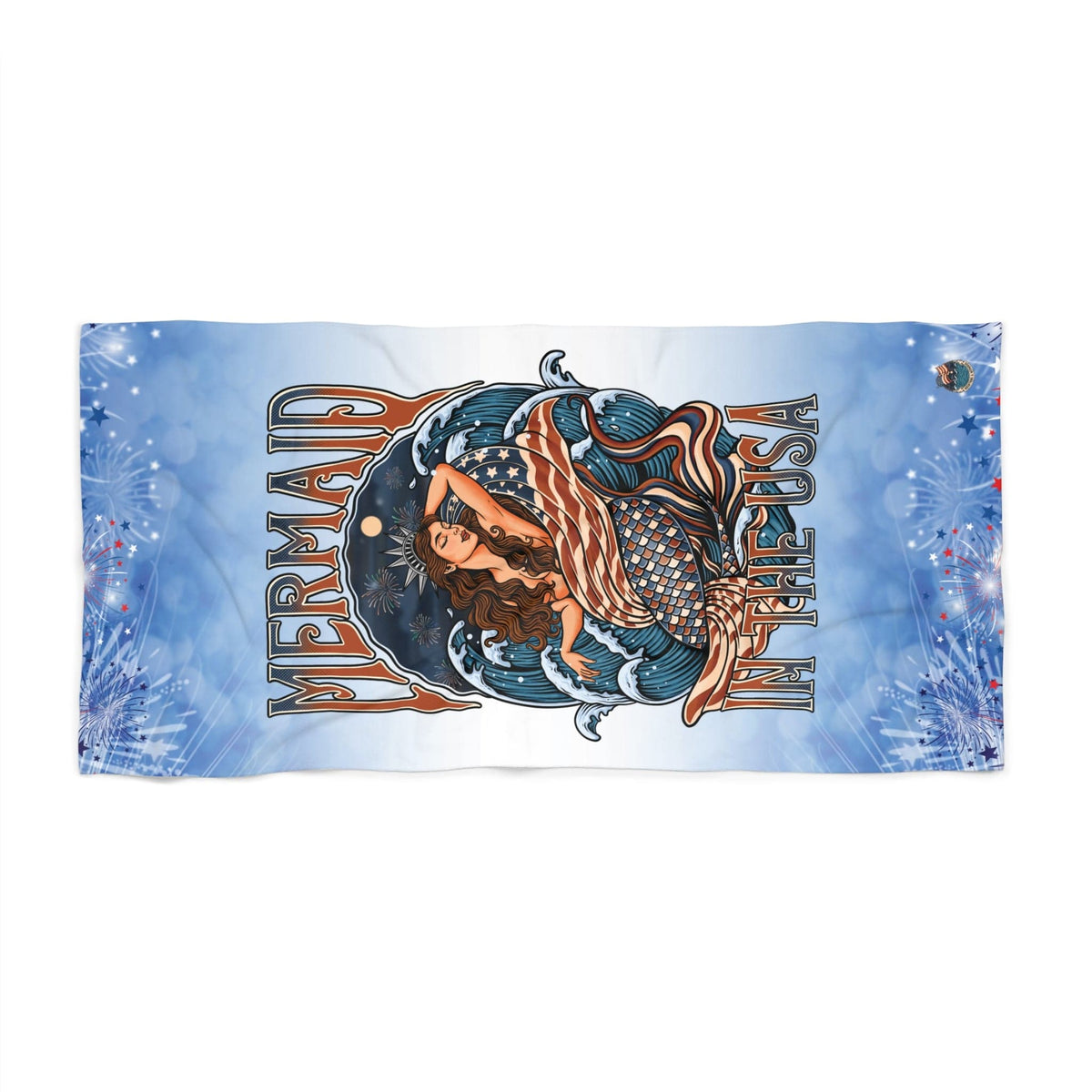 Mountains & Mermaids Lady Liberty Beach Towel 36" × 72" 30535501096149540610