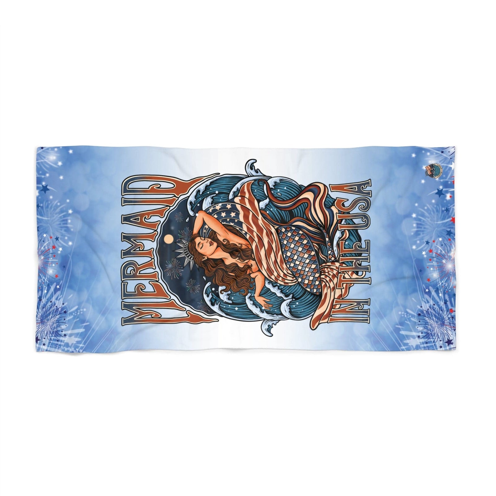 Mountains & Mermaids Lady Liberty Beach Towel 36" × 72" 30535501096149540610