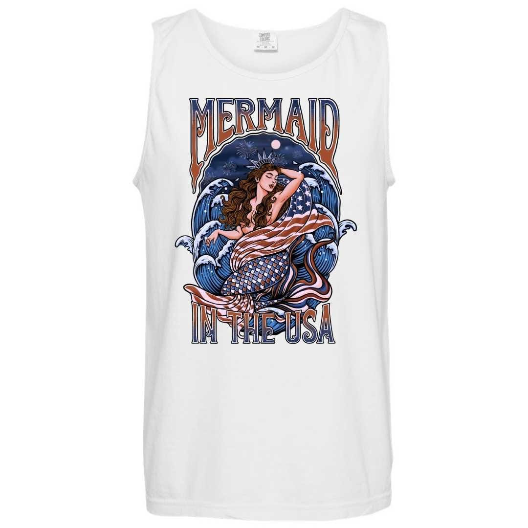 Mountains & Mermaids Lady Liberty Boyfriend Tank (White) Small MM4759