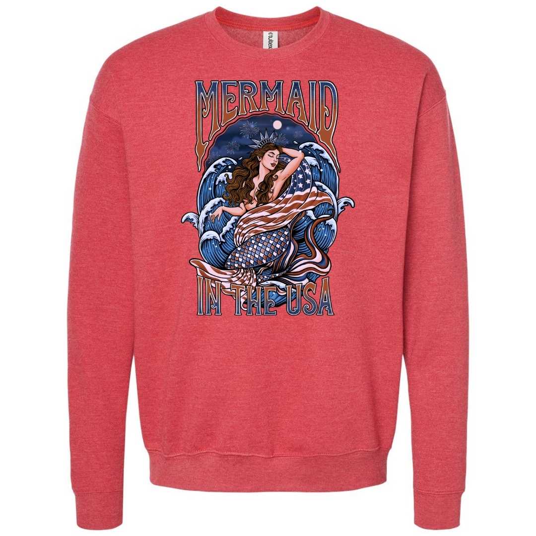 Mountains & Mermaids Lady Liberty Crewneck Sweatshirt (Heather Red) Small MM4693