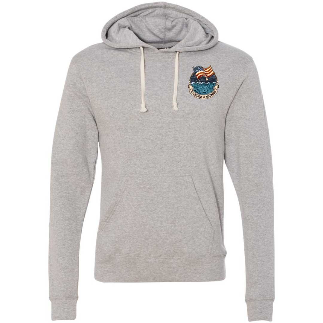 Mountains & Mermaids Lady Liberty Fleece Pullover Hoodie (Heather Gray)