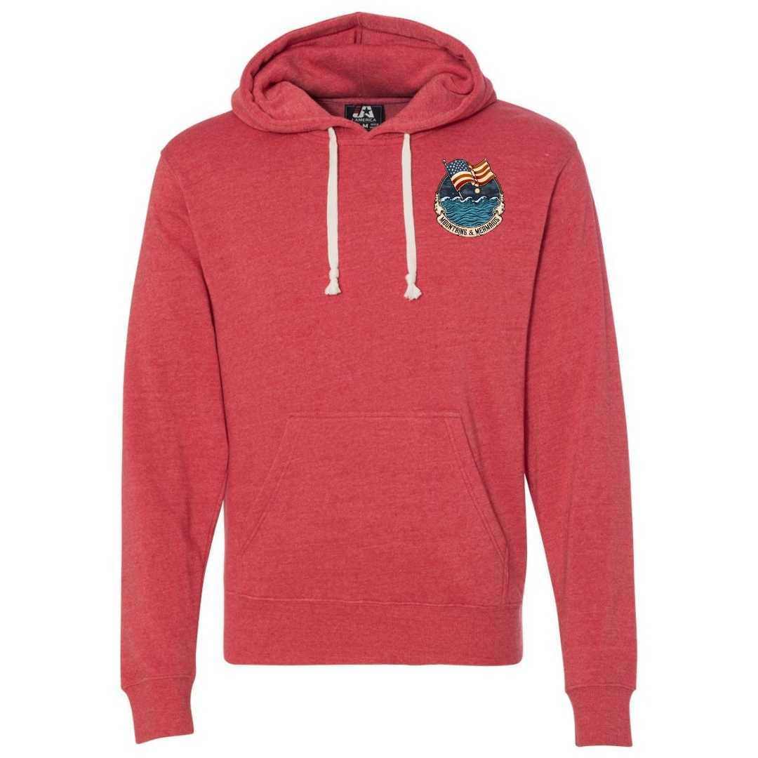 Mountains & Mermaids Lady Liberty Fleece Pullover Hoodie (Heather Red)