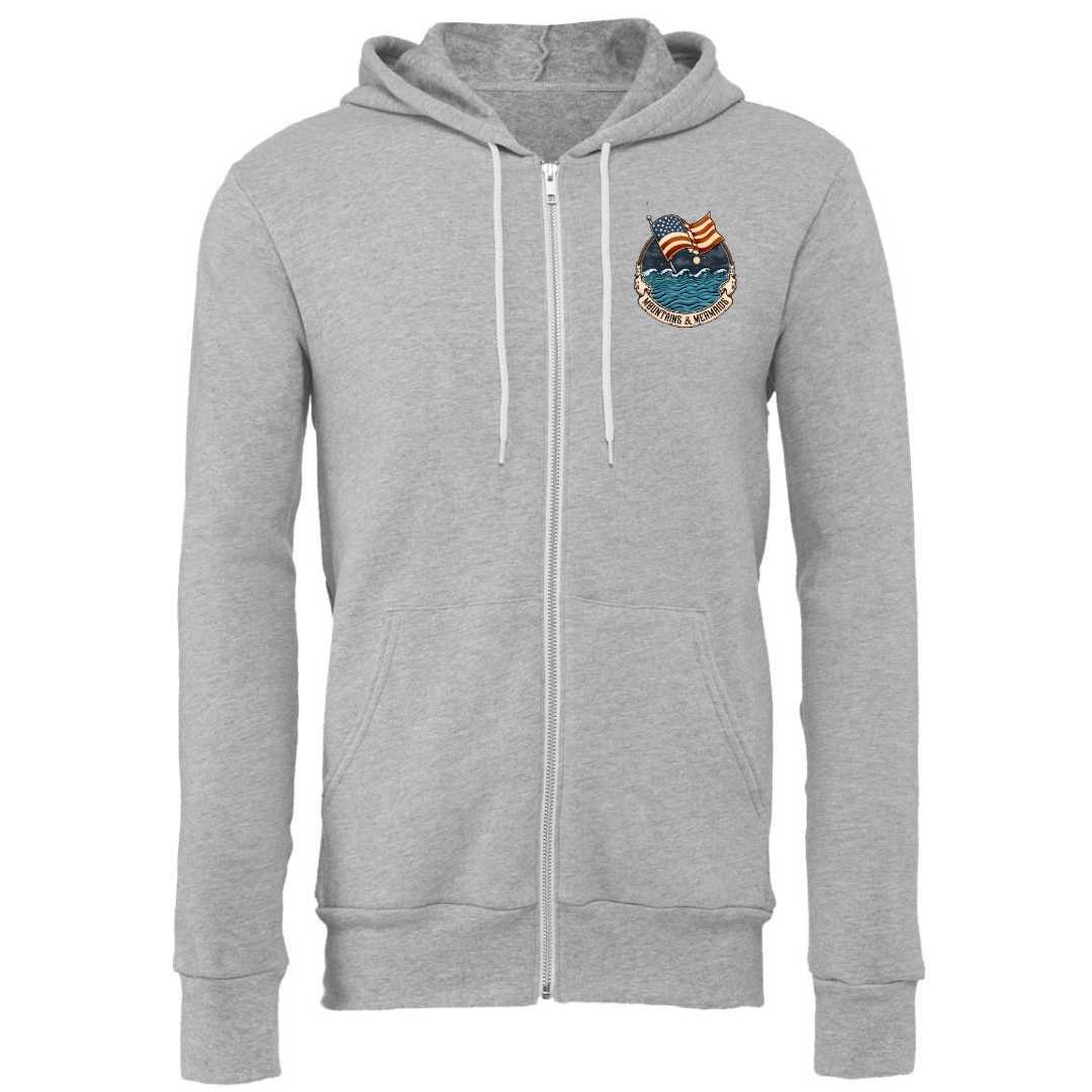 Mountains & Mermaids Lady Liberty Fleece Zip Hoodie (Heather Gray)