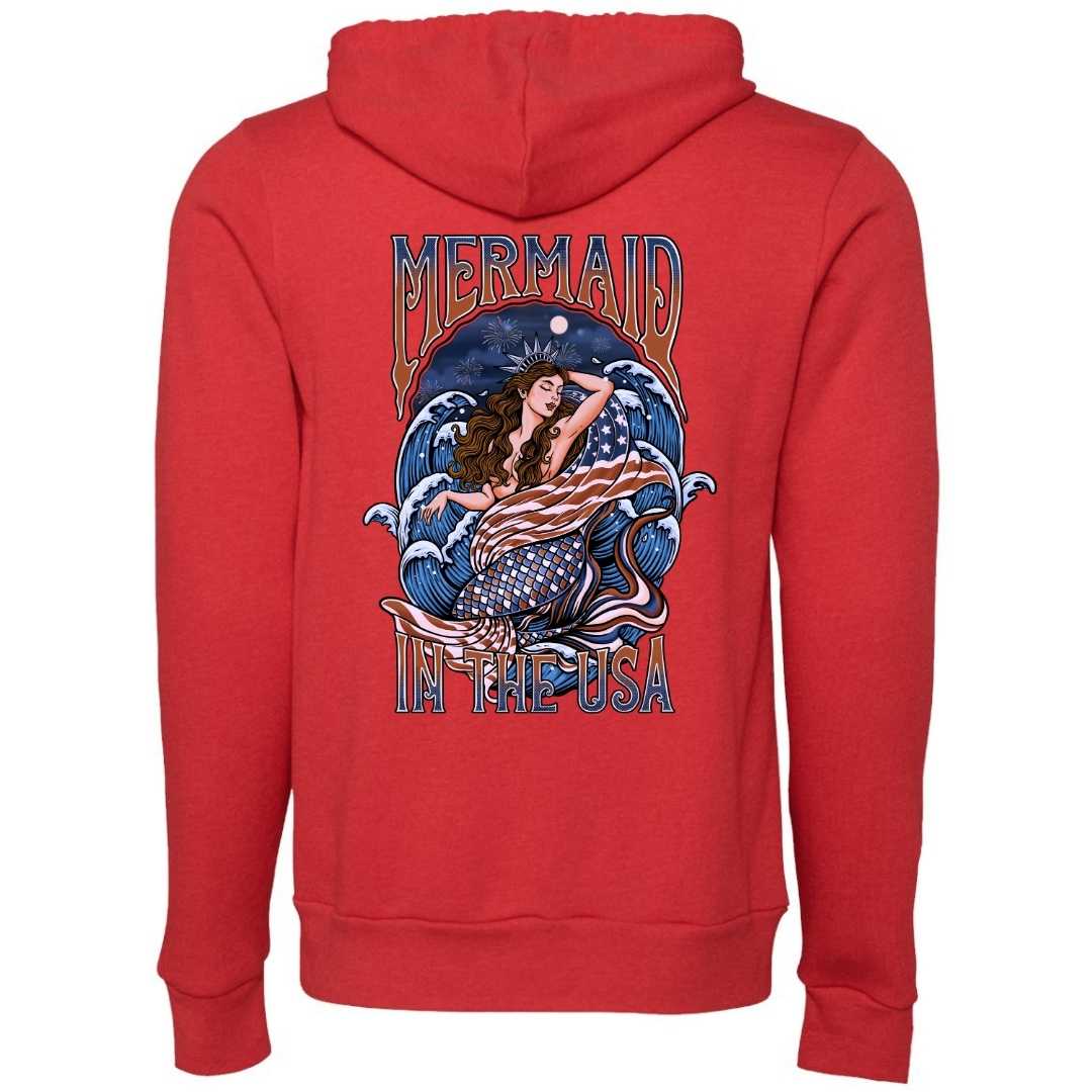 Mountains &amp; Mermaids Lady Liberty Fleece Zip Hoodie (Heather Red)