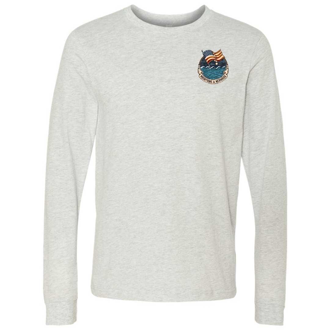 Mountains & Mermaids Lady Liberty Long Sleeve T-Shirt (Heather Gray) Small MM4729