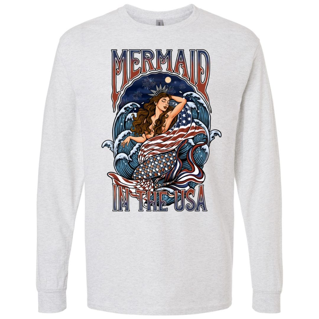 Mountains &amp; Mermaids Lady Liberty Long Sleeve T-Shirt Small / Heather Gray MM4723