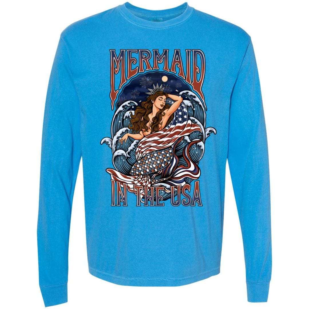 Mountains & Mermaids Lady Liberty Long Sleeve T-Shirt Small / Royal Caribe