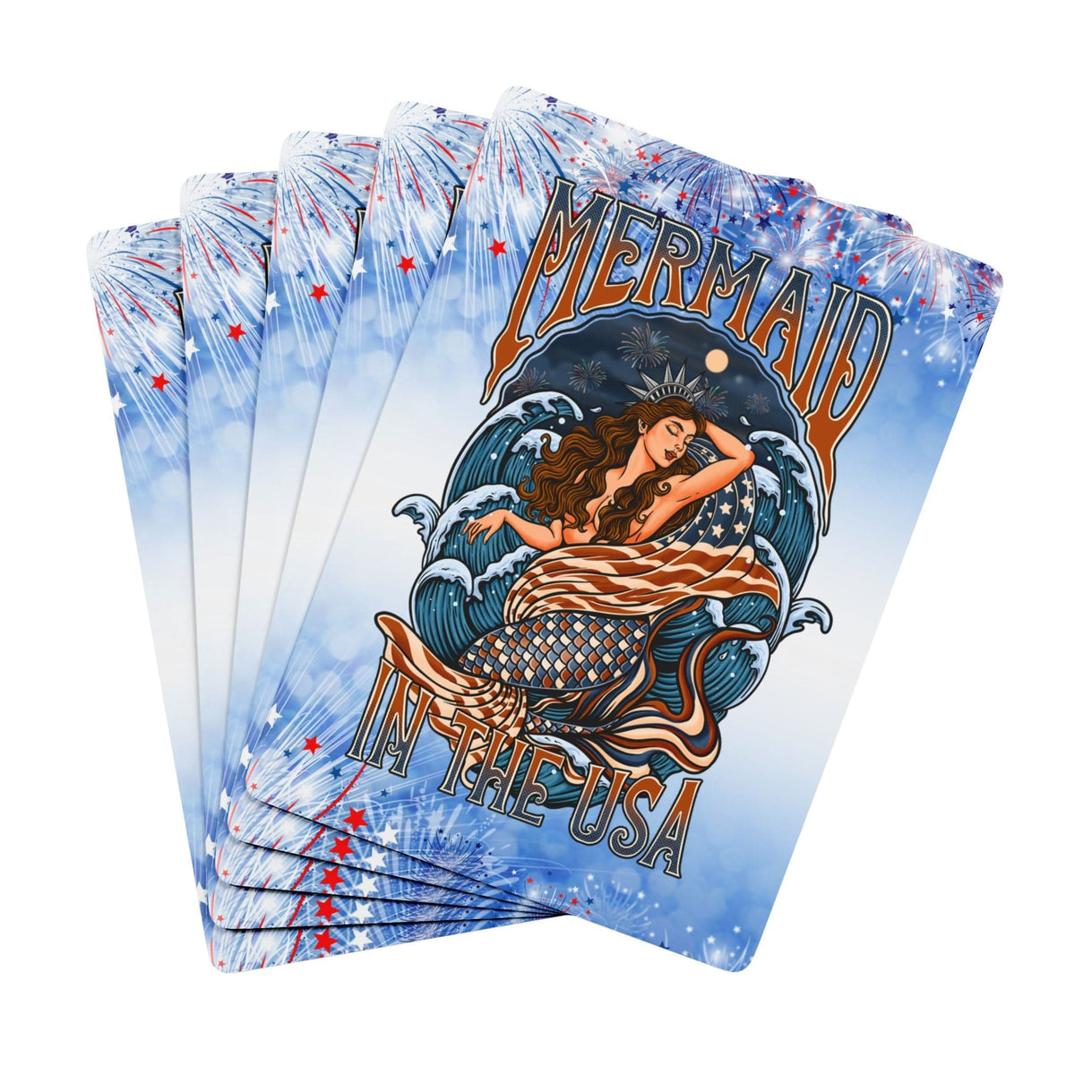 Mountains &amp; Mermaids Lady Liberty Playing Cards 2.5" x 3.5" / White / Semi Glossy 19611400149062825400