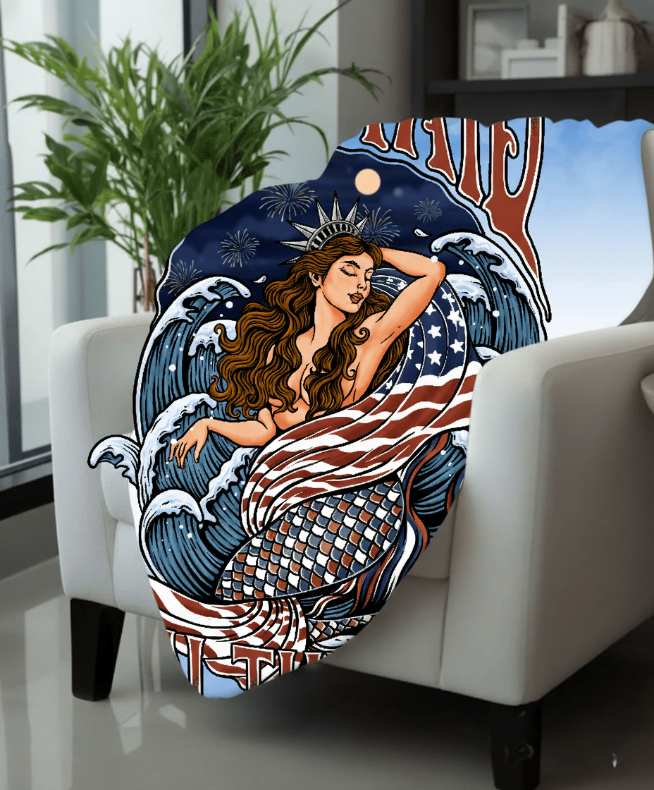 Mountains & Mermaids Lady Liberty Plush Blanket