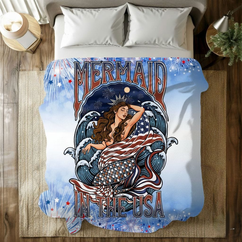 Mountains & Mermaids Lady Liberty Plush Blanket