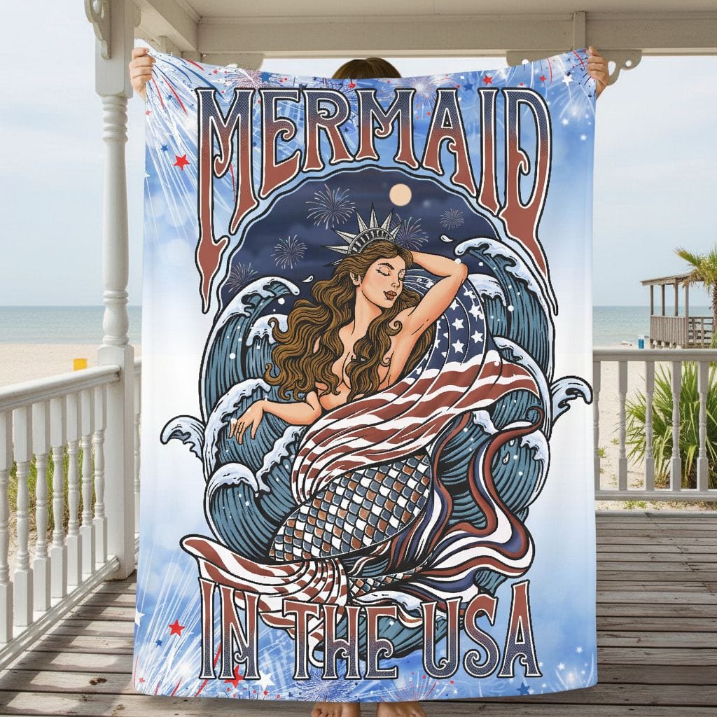 Mountains &amp; Mermaids Lady Liberty Plush Blanket
