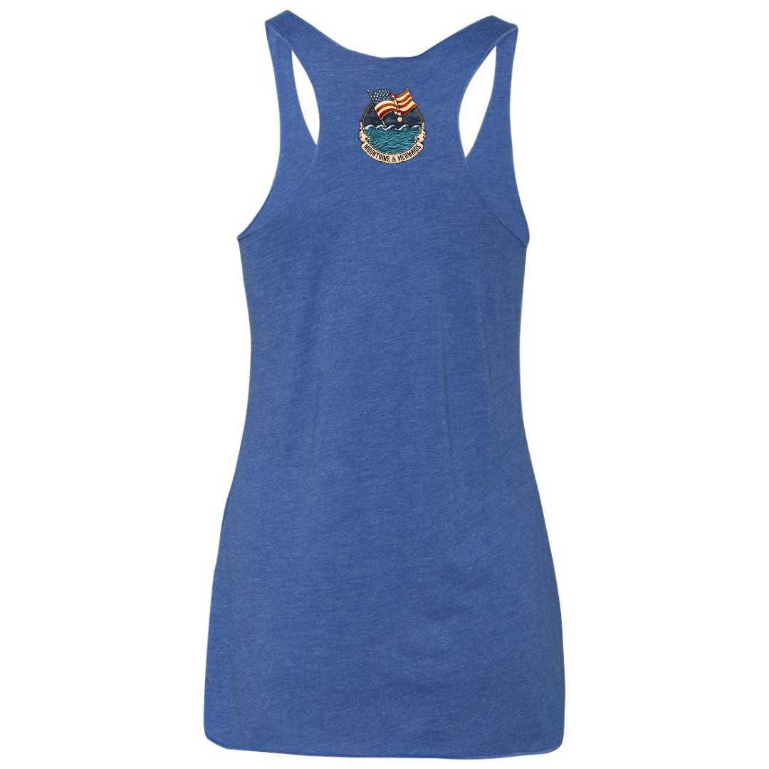 Mountains & Mermaids Lady Liberty Racerback Tank (Vintage Blue) Small MM4765