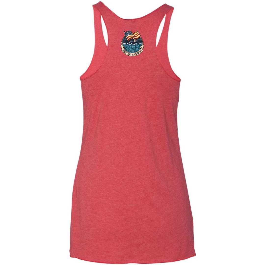 Mountains & Mermaids Lady Liberty Racerback Tank (Vintage Red)