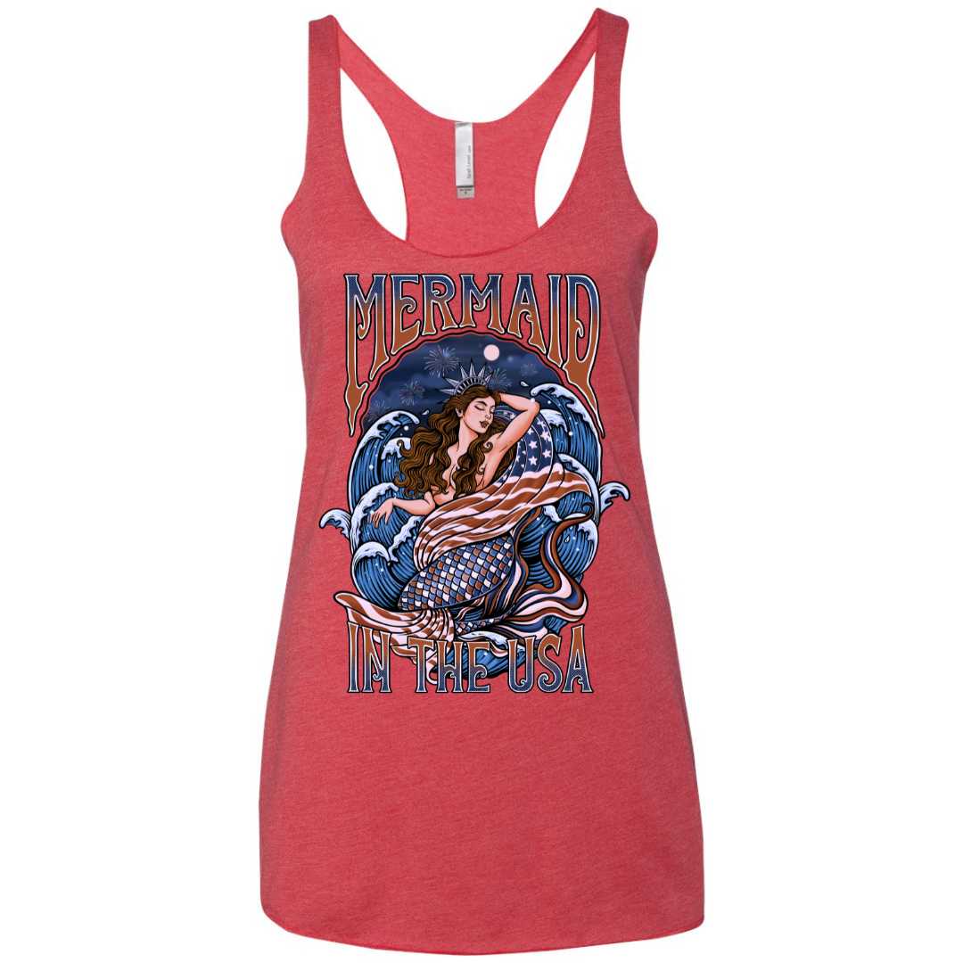 Mountains & Mermaids Lady Liberty Racerback Tank (Vintage Red) Small MM4770