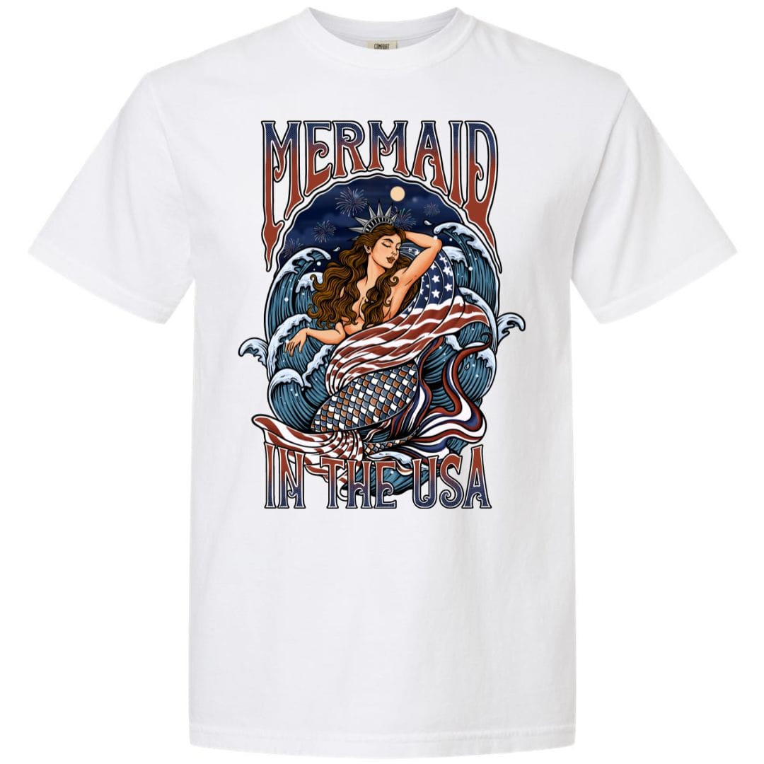 Mountains & Mermaids Lady Liberty Short Sleeve T-Shirt Small / White