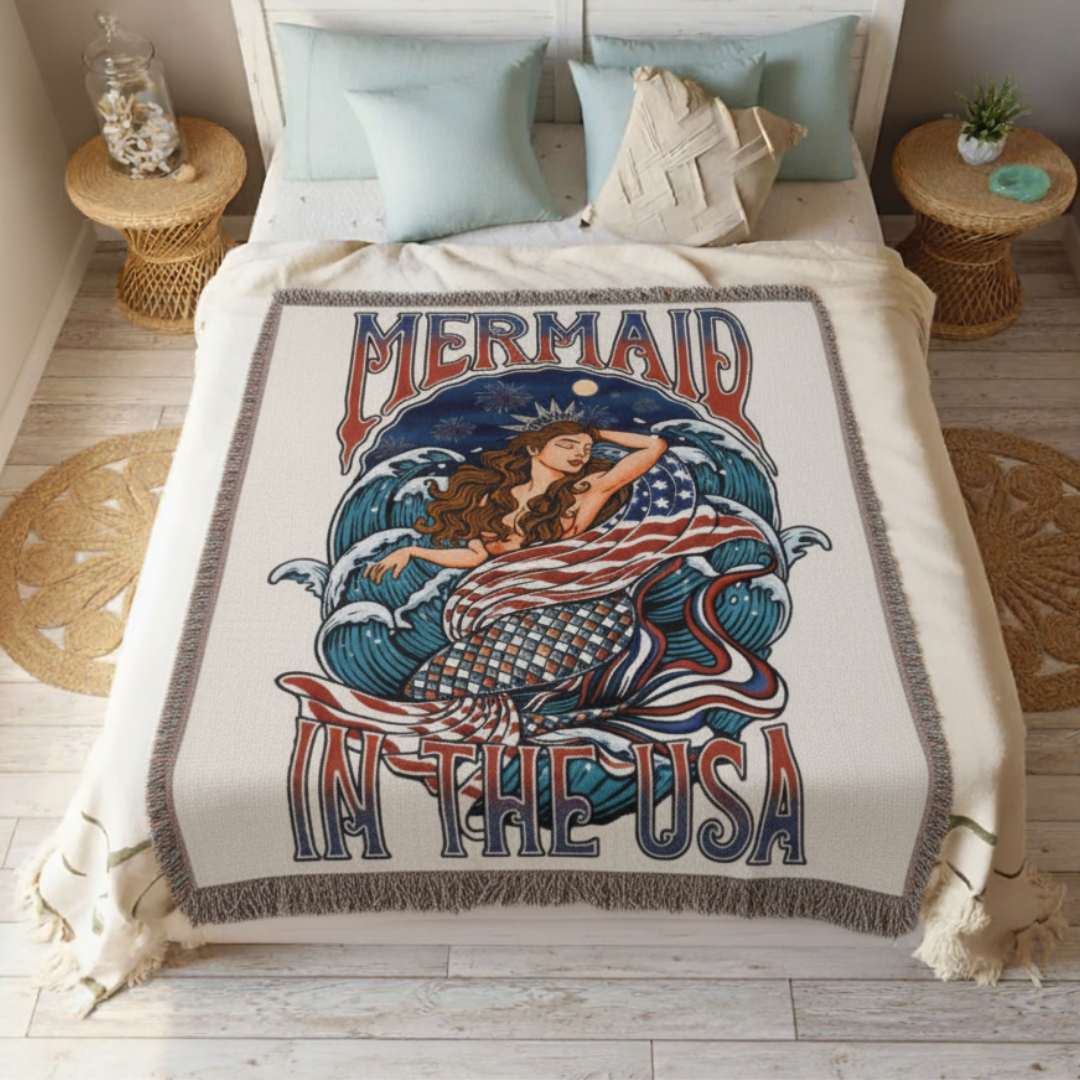 Mountains & Mermaids Lady Liberty Woven Blanket