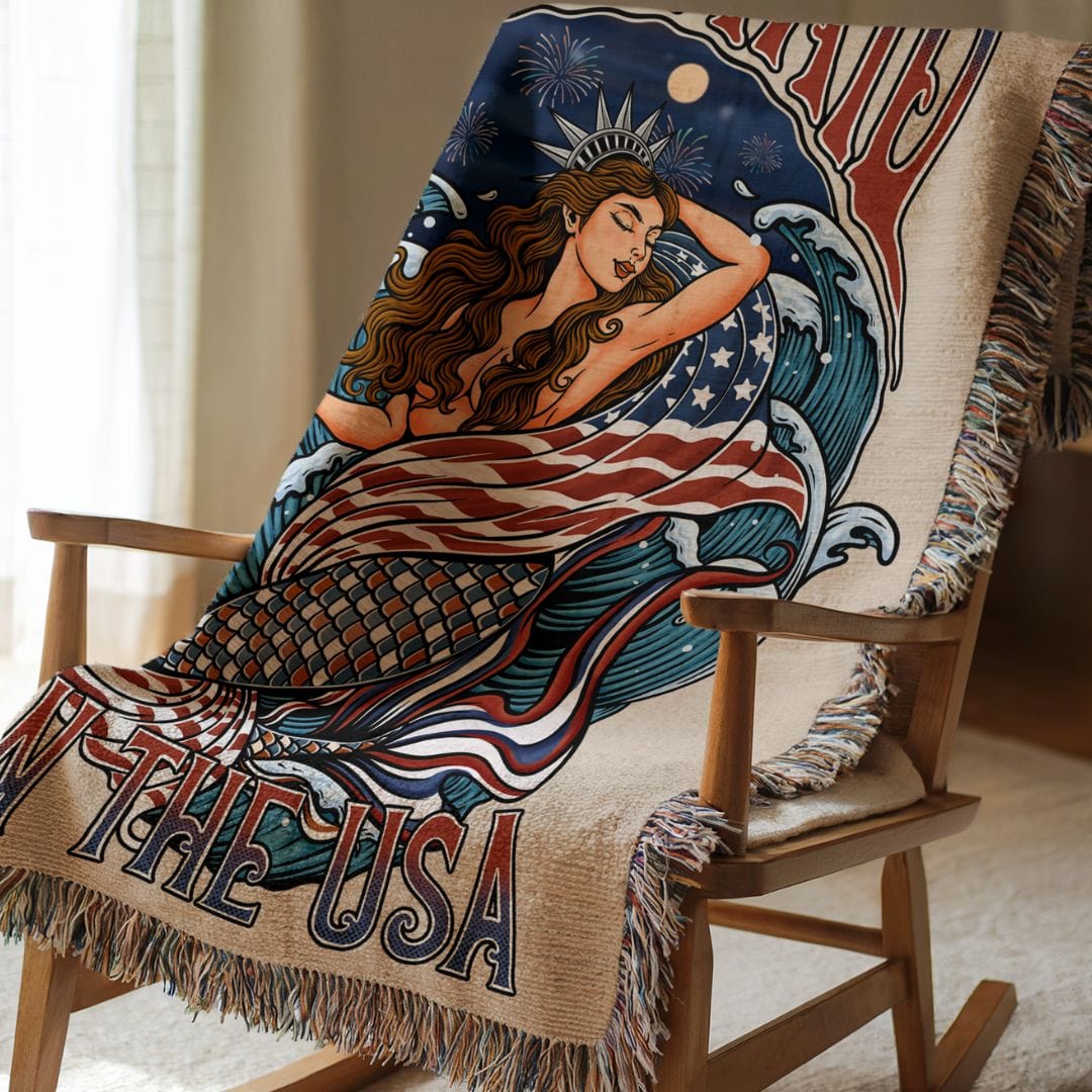 Mountains & Mermaids Lady Liberty Woven Blanket