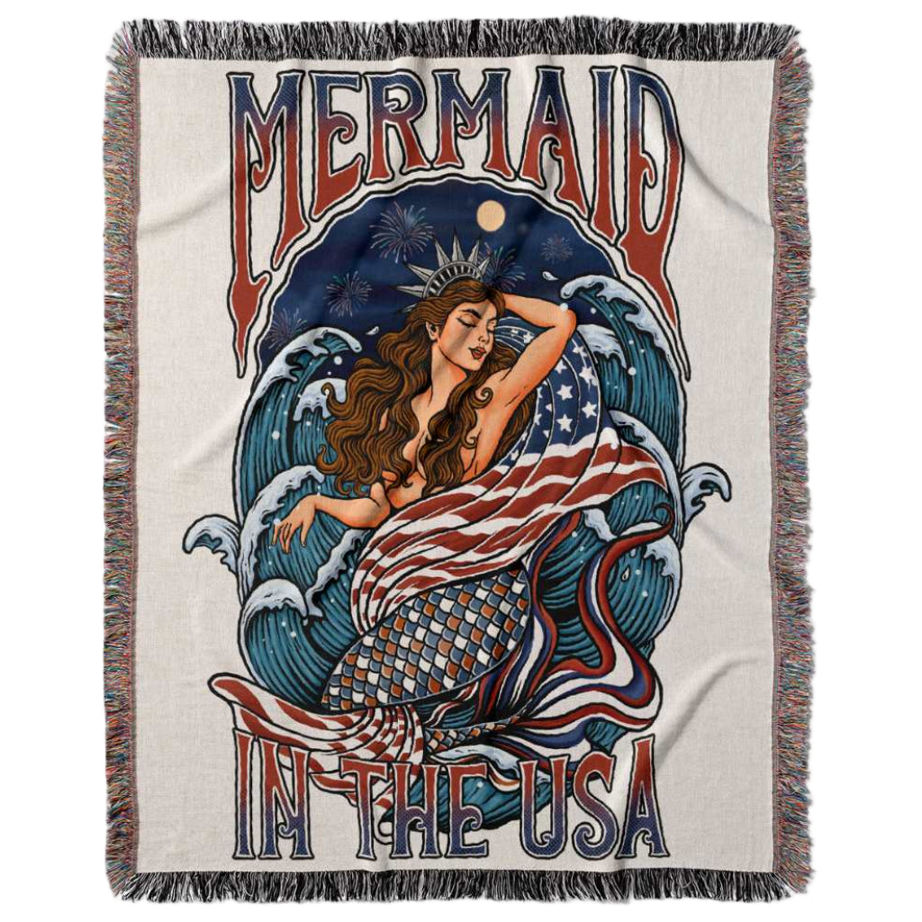 Mountains & Mermaids Lady Liberty Woven Blanket 52'' × 37'' 17568015322481264335