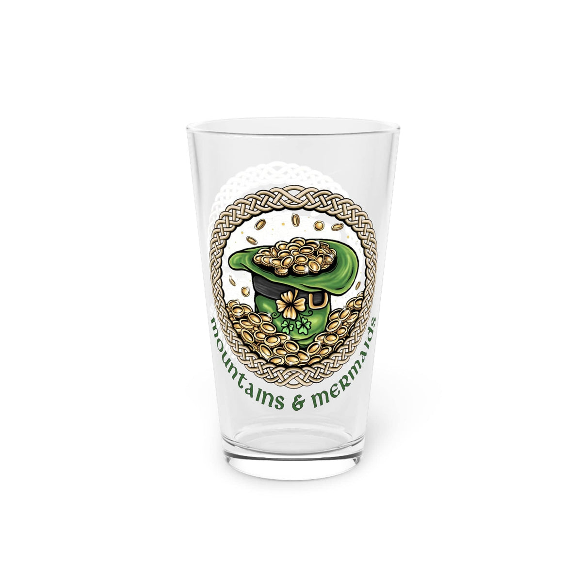 Mountains &amp; Mermaids Leprechaun's Luck Pint Glass, 16oz 16oz 32009222729099146456