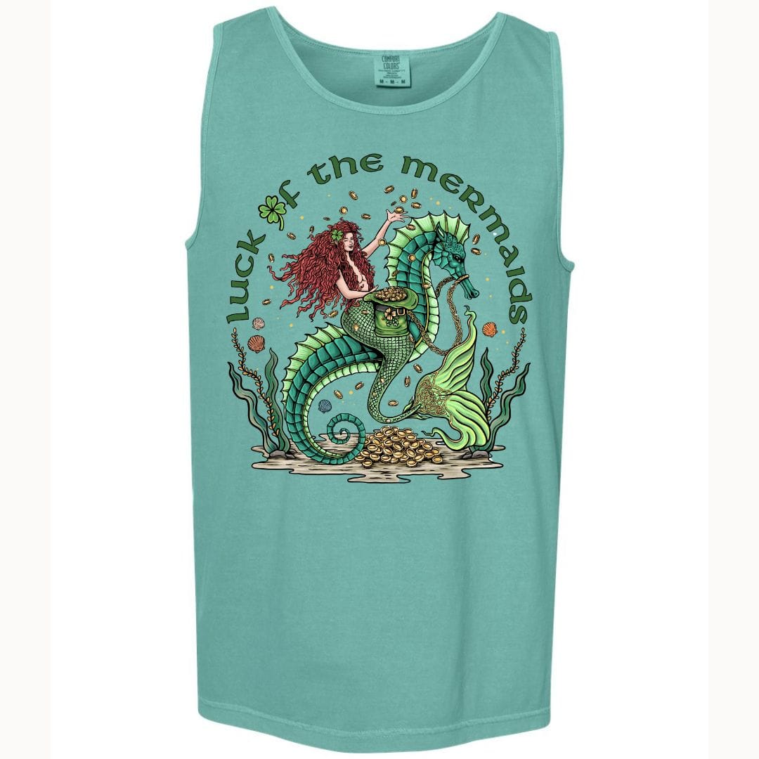 Mountains & Mermaids Luck Of The Mermaids Boyfriend Tank Small / Seafoam