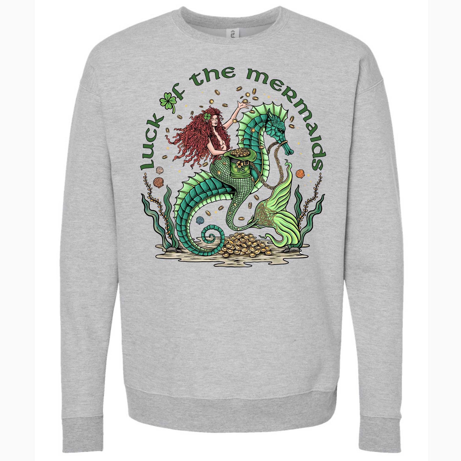 Mountains & Mermaids Luck Of The Mermaids Crewneck Sweatshirt - Gray Small MM3955