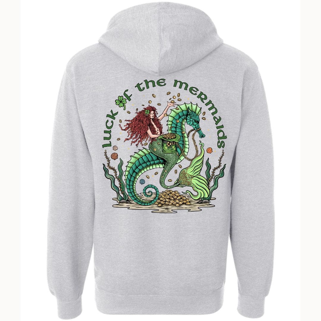 Mountains & Mermaids Luck Of The Mermaids Fleece Pullover Hoodie (Gray) Small / Ash