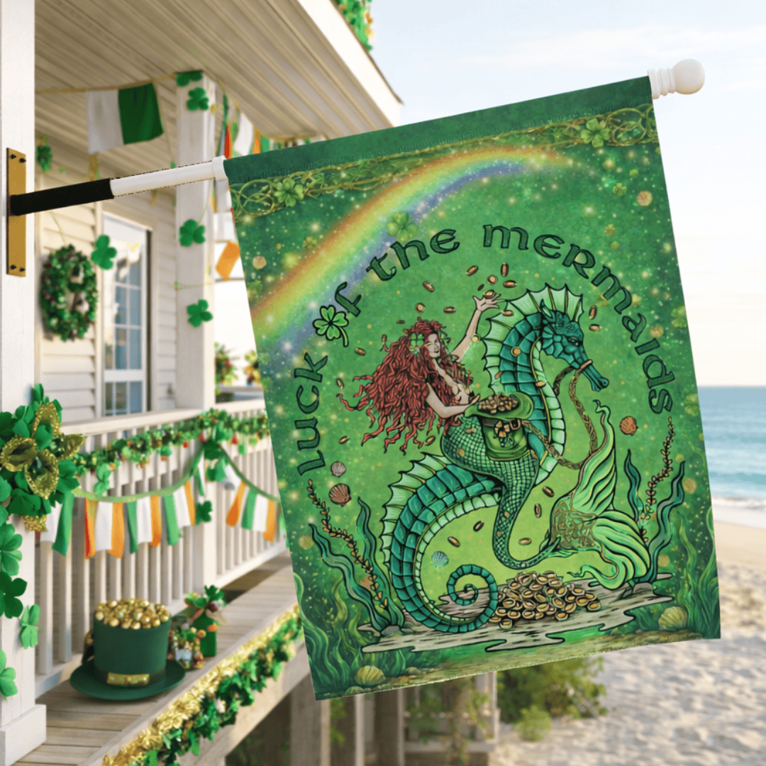 Mountains & Mermaids Luck of the Mermaids House Flag 24.5'' × 32'' 12539343117246106312