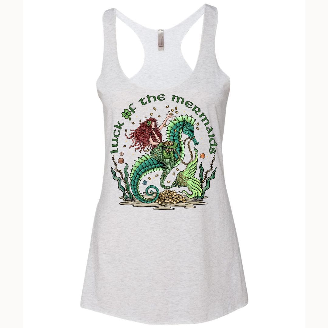 Mountains & Mermaids Luck Of The Mermaids Racerback Tank Small / Heather White