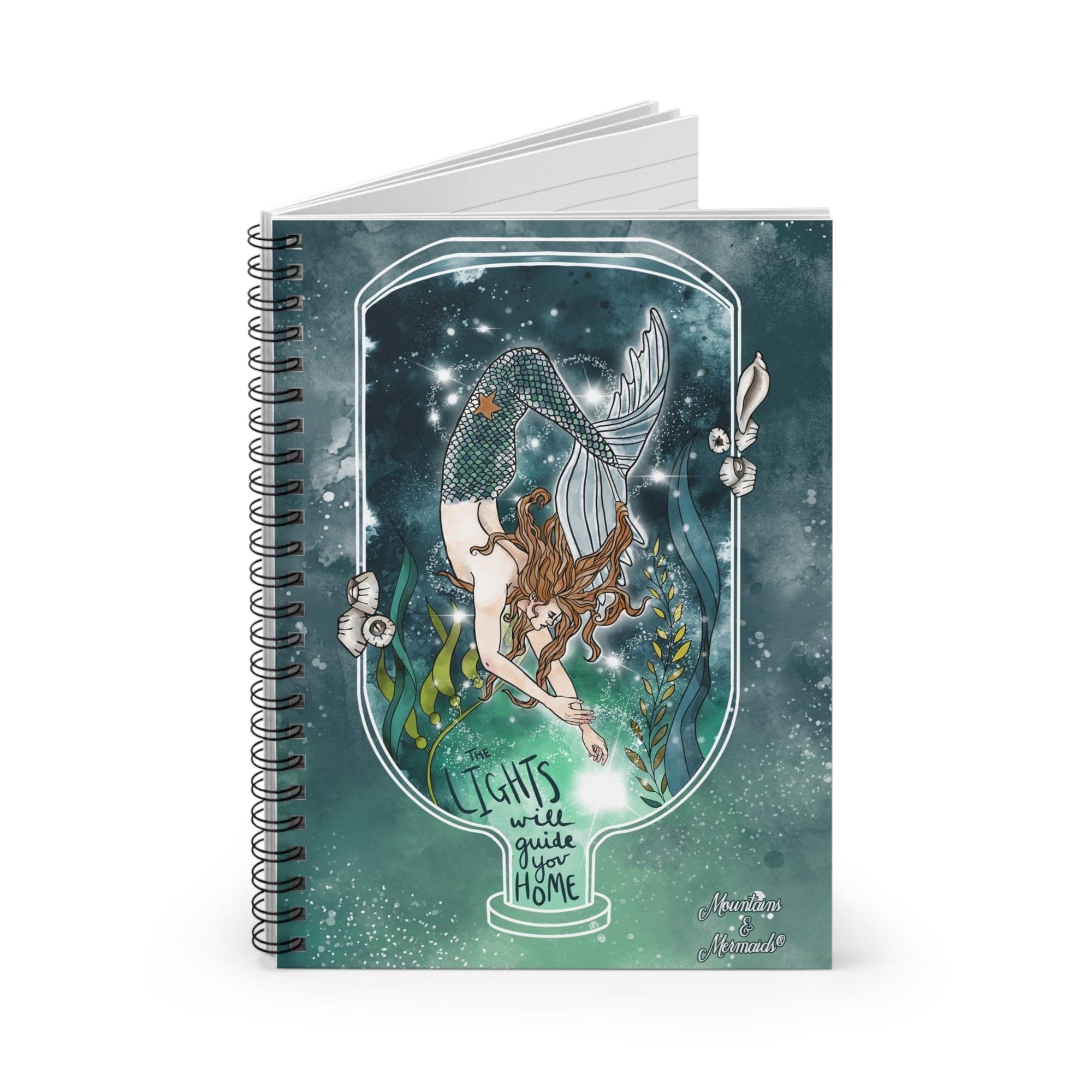 Mountains & Mermaids Luminary Mermaid Spiral Notebook - Ruled Line One Size 24846611070062245175
