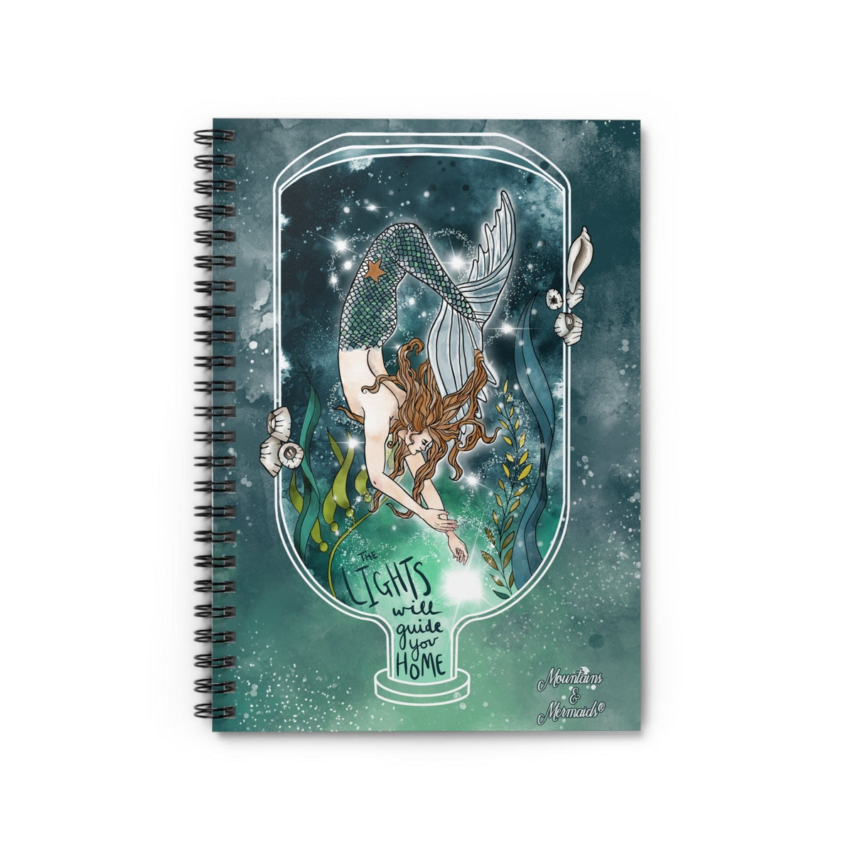 Mountains &amp; Mermaids Luminary Mermaid Spiral Notebook - Ruled Line One Size 24846611070062245175