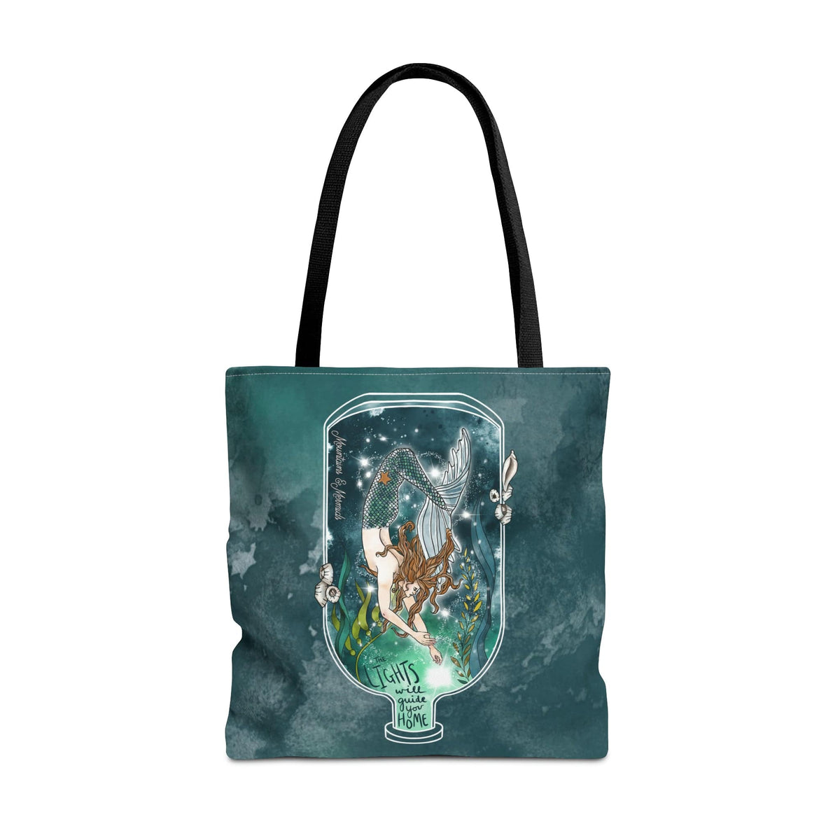 Mountains &amp; Mermaids Luminary Mermaid Tote Bag 18&quot; × 18&#39;&#39; / Black 19834869005857089836