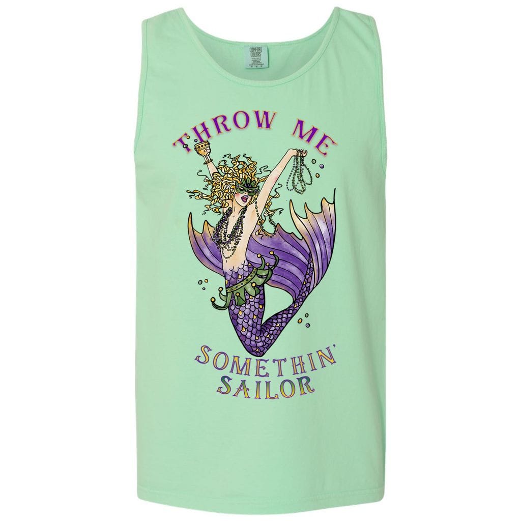 Mountains & Mermaids Mardi Gras Mermaid Boyfriend Tank (Violet) Small MM2829