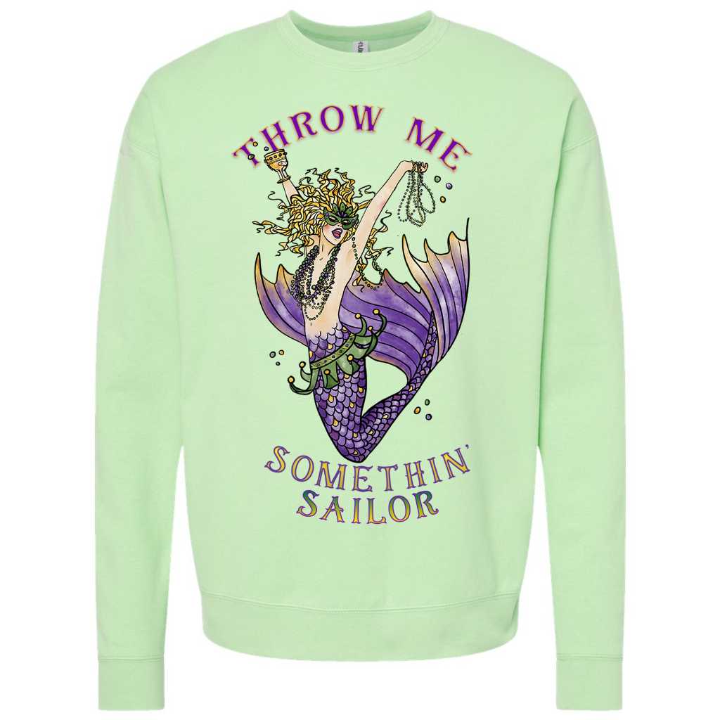 Mountains & Mermaids Mardi Gras Mermaid Crewneck Sweatshirt (Lime) Small MM2841
