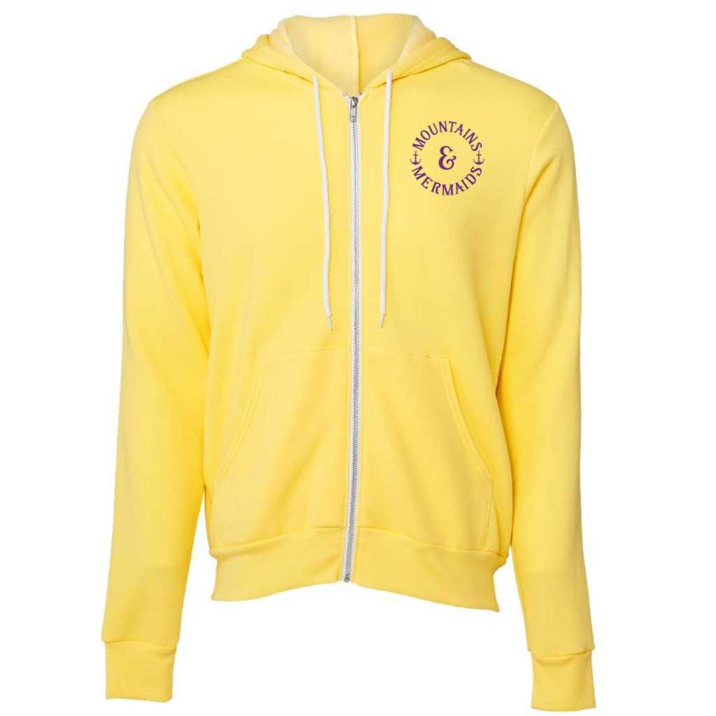 Mountains & Mermaids Mardi Gras Mermaid Full-Zip Fleece Hoodie (Yellow) Small MM2853