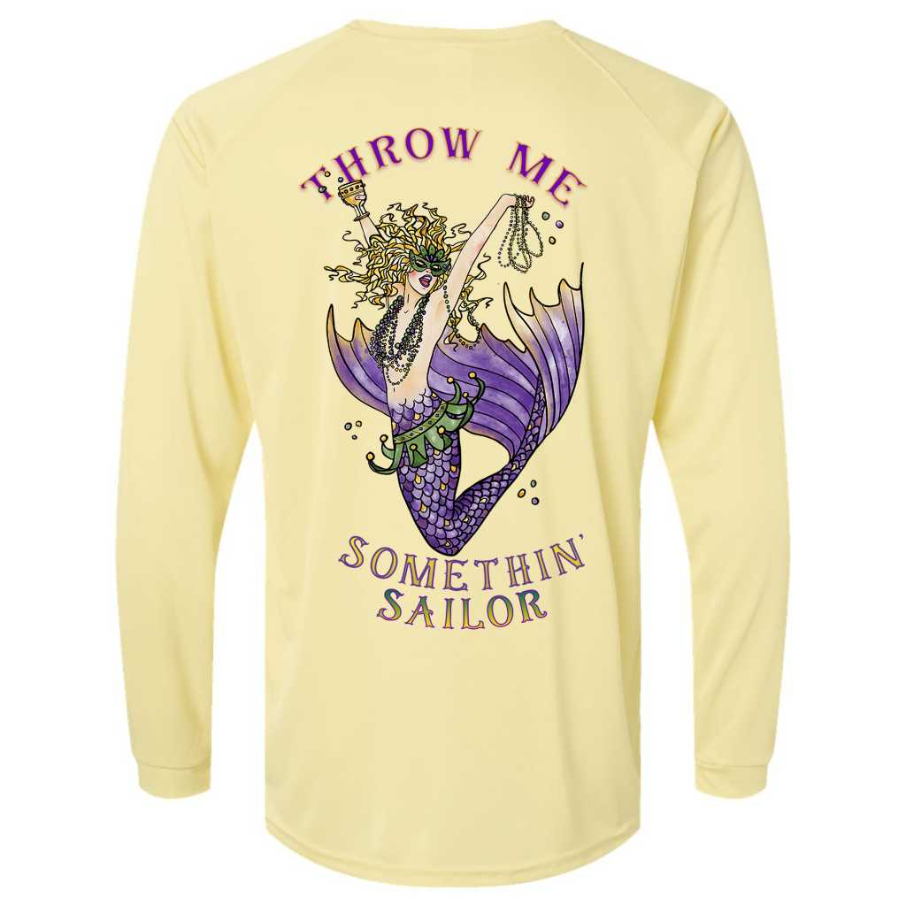 Mountains & Mermaids Mardi Gras Mermaid Performance Sun Shirt (Yellow) Small MM2877