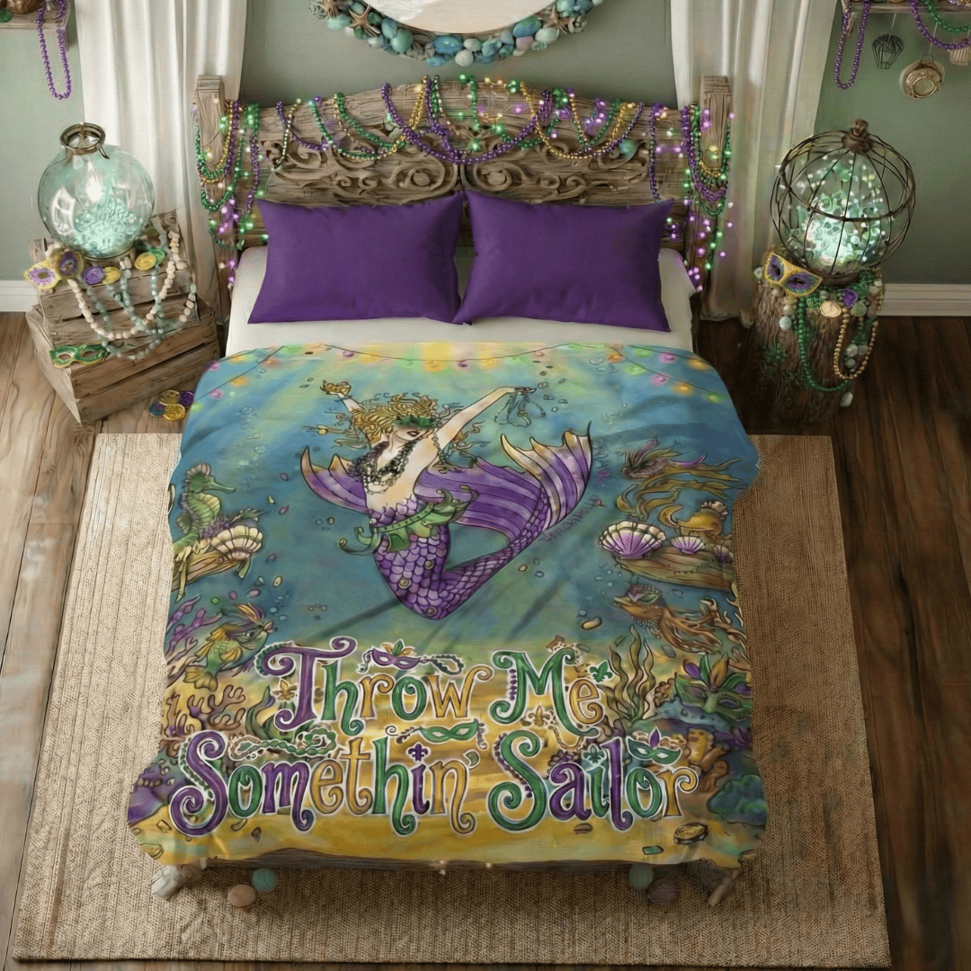 Mountains & Mermaids Mardi Gras Mermaid Plush Blanket