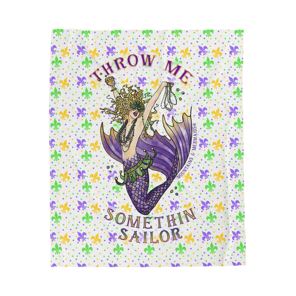 Mountains & Mermaids Mardi Gras Mermaid Plush Blanket 50" × 60" 26073879687993644265