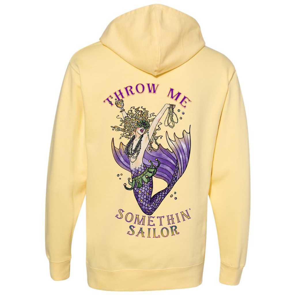 Mountains & Mermaids Mardi Gras Mermaid Pullover Hoodie (Yellow) Small MM2883