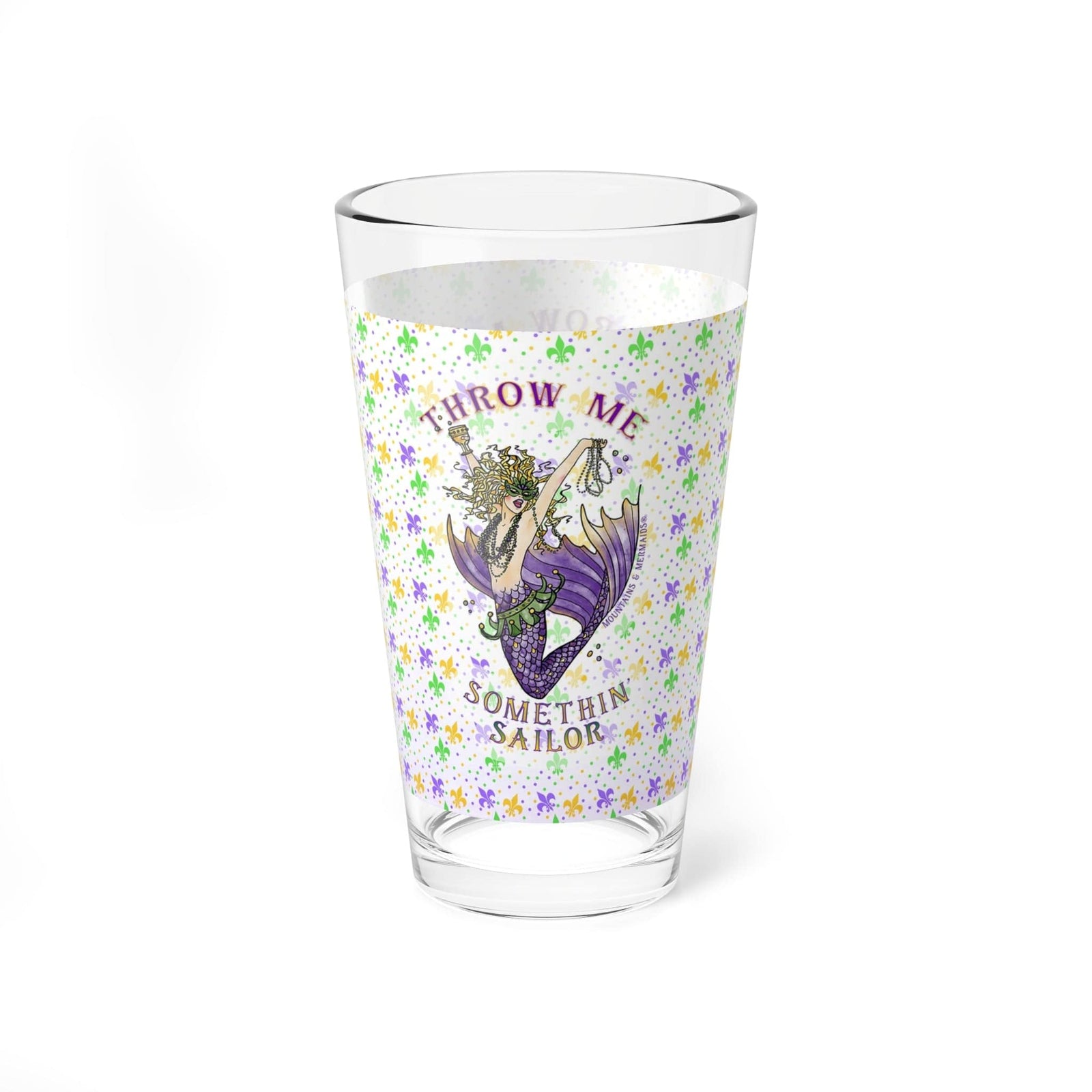 Mountains & Mermaids Mardi Gras Pint Glass, 16oz 16oz 17607969078460377203