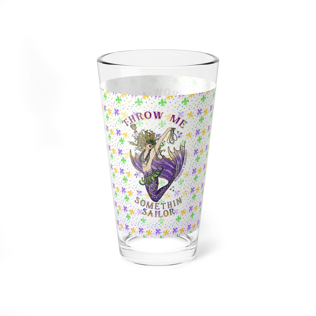 Mountains & Mermaids Mardi Gras Pint Glass, 16oz 16oz 17607969078460377203