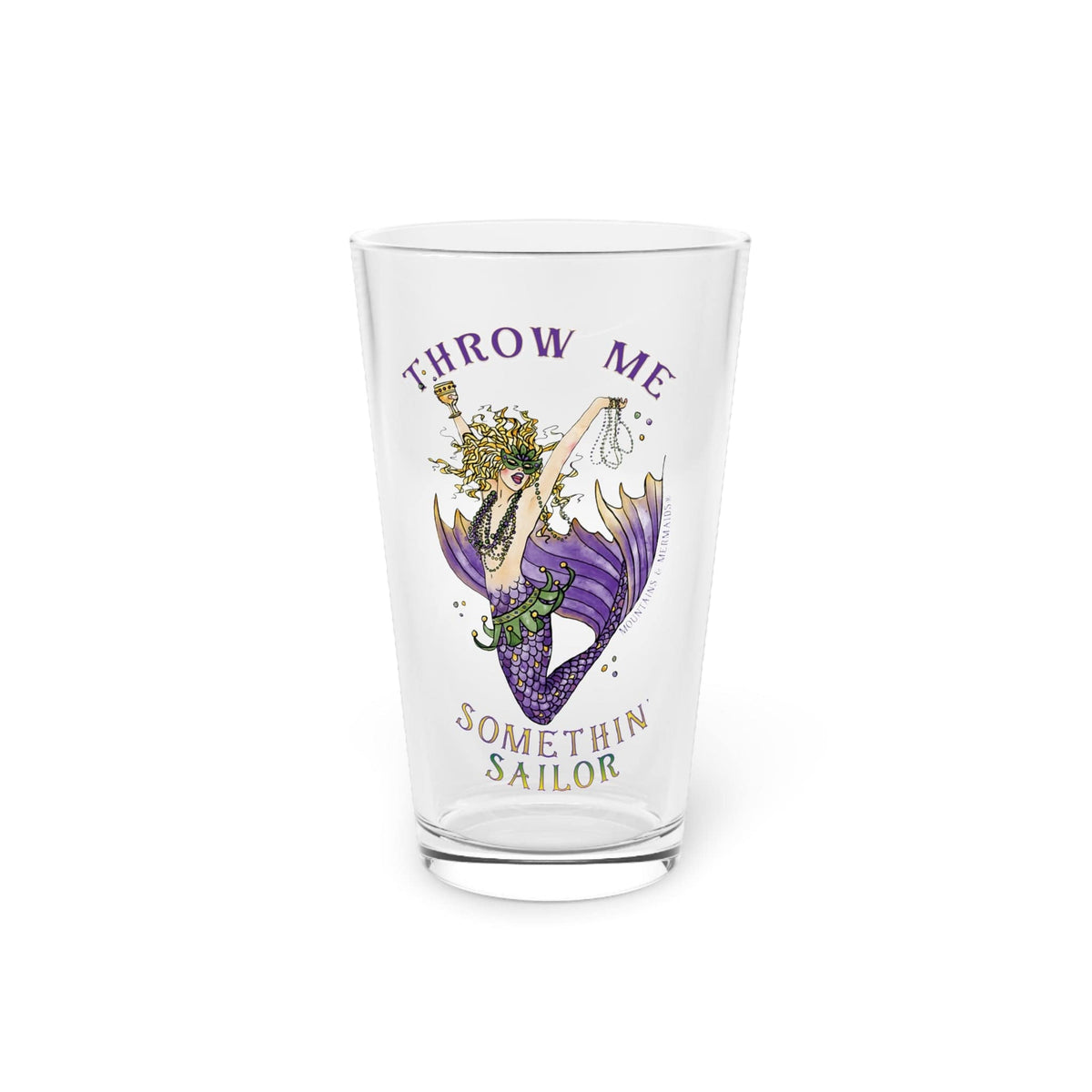 Mountains &amp; Mermaids Mardi Gras Pint Glass, 16oz 16oz 33379897967345757628