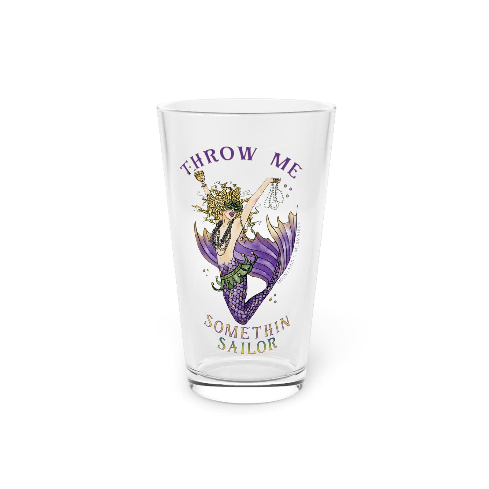 Mountains & Mermaids Mardi Gras Pint Glass, 16oz 16oz 33379897967345757628